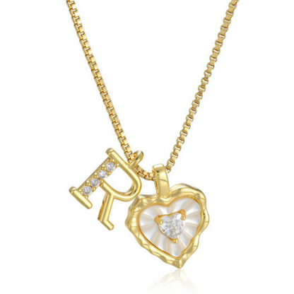 💎💥 Heart Shaped Letters Micro Pave Chain Necklace – Initial Pendant, Titanium Steel, Adjustable ✨