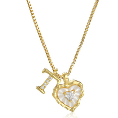 💎💥 Heart Shaped Letters Micro Pave Chain Necklace – Initial Pendant, Titanium Steel, Adjustable ✨