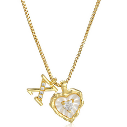 💎💥 Heart Shaped Letters Micro Pave Chain Necklace – Initial Pendant, Titanium Steel, Adjustable ✨