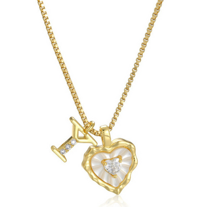 💎💥 Heart Shaped Letters Micro Pave Chain Necklace – Initial Pendant, Titanium Steel, Adjustable ✨