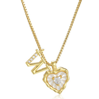 💎💥 Heart Shaped Letters Micro Pave Chain Necklace – Initial Pendant, Titanium Steel, Adjustable ✨
