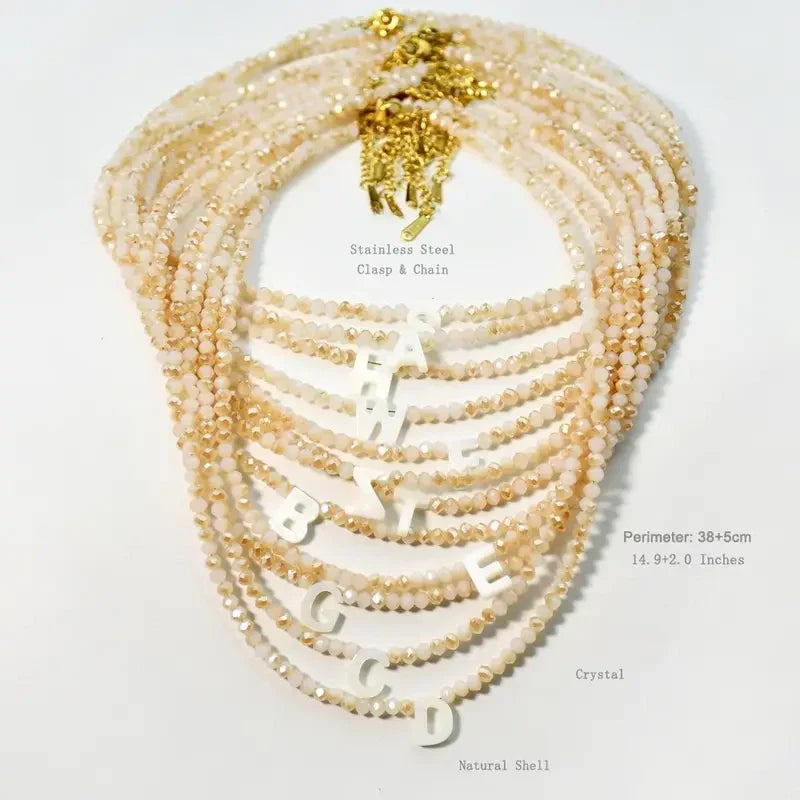 📢📢40% OFF !! ⏰Romantic Initial Beaded Choker Necklace