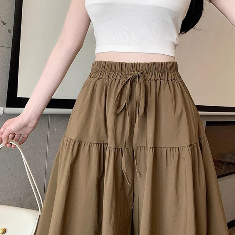 High Waist Ruffle Skirt Pants for Women – Wide Leg Culottes, Flowy & Comfy💕