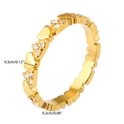 Women's Elegant Heart Eternity Ring – Micro-Paved Zircons, Stainless Steel, Stackable ✨