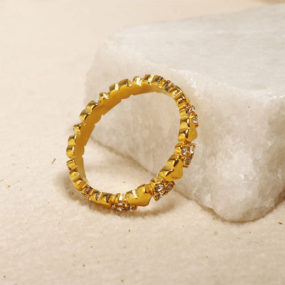 Women's Elegant Heart Eternity Ring – Micro-Paved Zircons, Stainless Steel, Stackable ✨