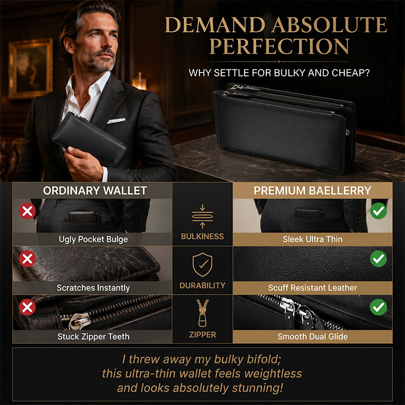 👝 LIMITED-TIME 40% OFF! 💥 Slim Long Wallet for Men – Thin Profile, RFID Optional, Premium Leather ✨