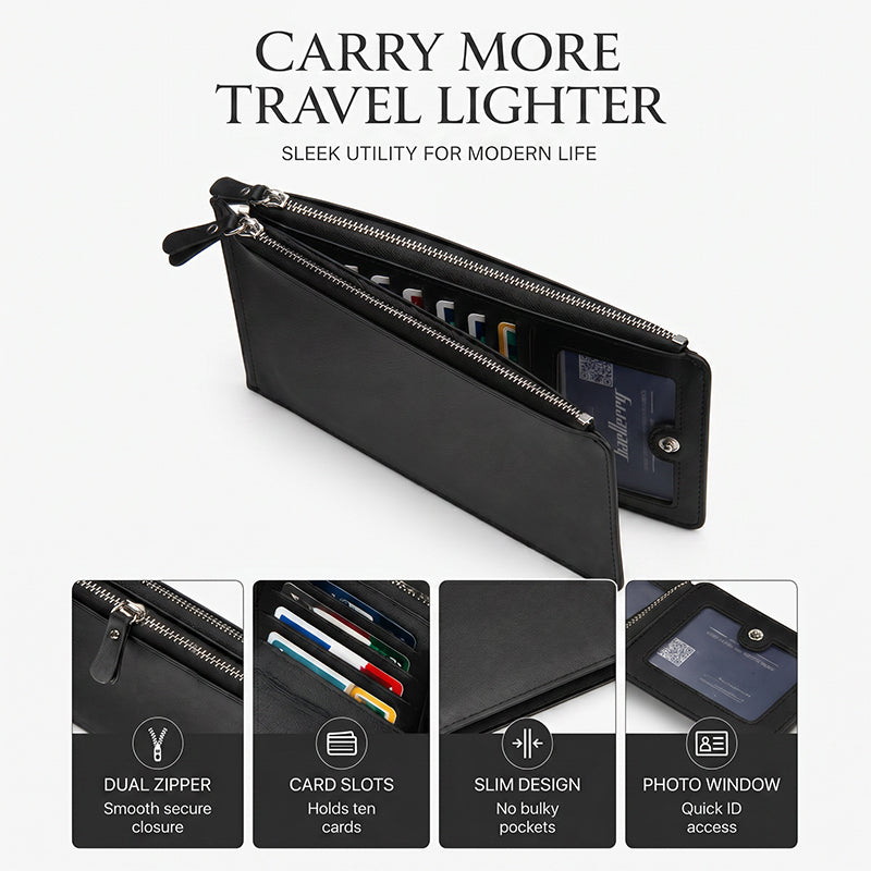 👝 LIMITED-TIME 40% OFF! 💥 Slim Long Wallet for Men – Thin Profile, RFID Optional, Premium Leather ✨