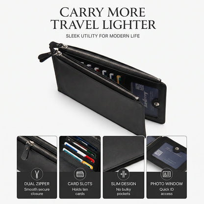 👝 LIMITED-TIME 40% OFF! 💥 Slim Long Wallet for Men – Thin Profile, RFID Optional, Premium Leather ✨