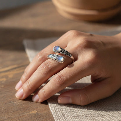 ⏰Vintage Adjustable Open Ring with Teardrop Glowing Zircon