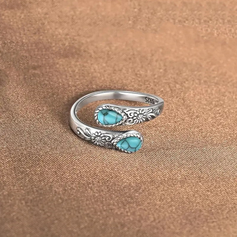 ⏰Vintage Adjustable Open Ring with Teardrop Glowing Zircon