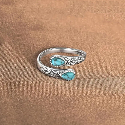 ⏰Vintage Adjustable Open Ring with Teardrop Glowing Zircon