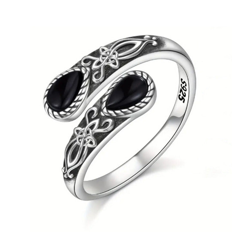 ⏰Vintage Adjustable Open Ring with Teardrop Glowing Zircon