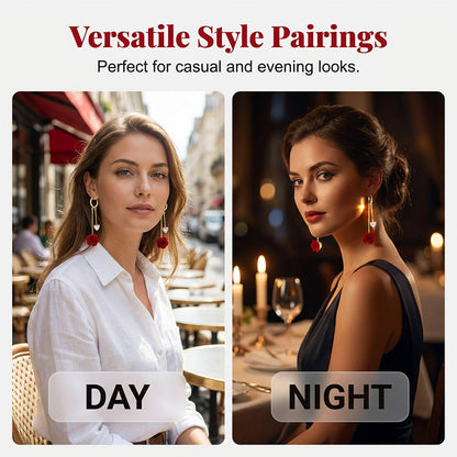 📢📢40% OFF !! ⏰French Vintage Red Rose Dangle Earrings