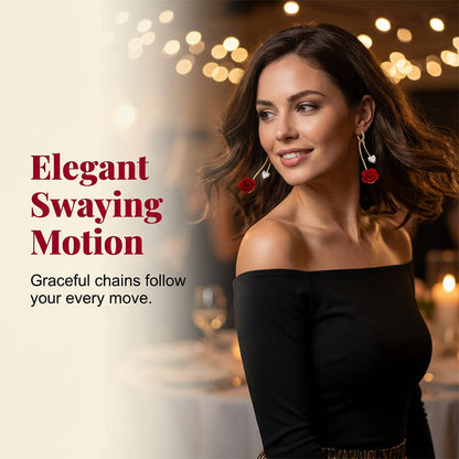 📢📢40% OFF !! ⏰French Vintage Red Rose Dangle Earrings
