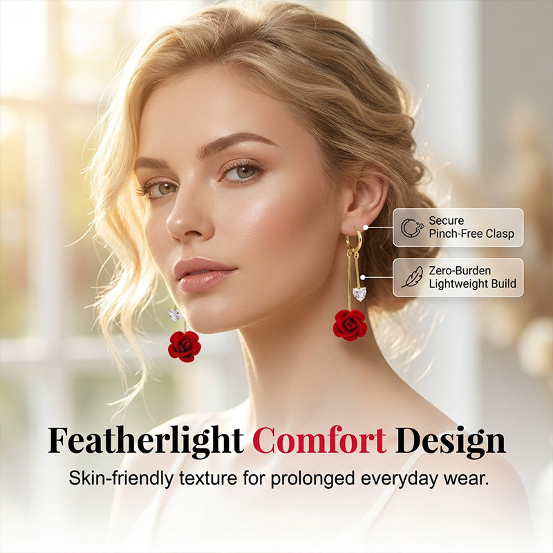 📢📢40% OFF !! ⏰French Vintage Red Rose Dangle Earrings