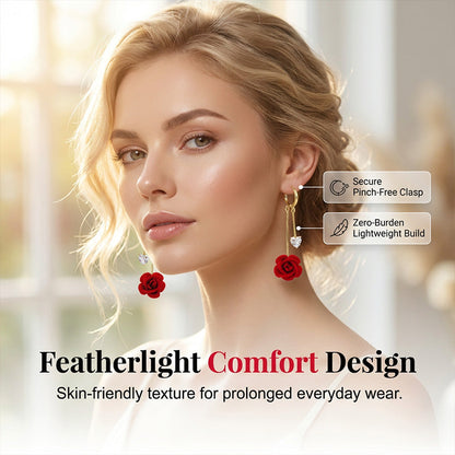 📢📢40% OFF !! ⏰French Vintage Red Rose Dangle Earrings