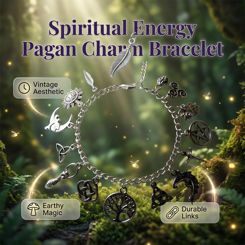 📿 LIMITED-TIME 30% OFF! ✨ Vintage Pagan Charm Bracelet – Spiritual Symbols, Antique Silver, Bohemian Style 🌙