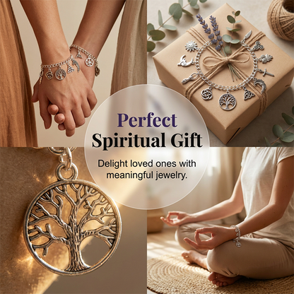 📿 LIMITED-TIME 30% OFF! ✨ Vintage Pagan Charm Bracelet – Spiritual Symbols, Antique Silver, Bohemian Style 🌙
