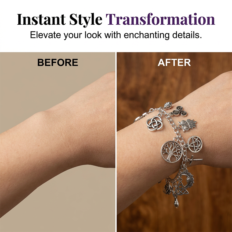 📿 LIMITED-TIME 30% OFF! ✨ Vintage Pagan Charm Bracelet – Spiritual Symbols, Antique Silver, Bohemian Style 🌙