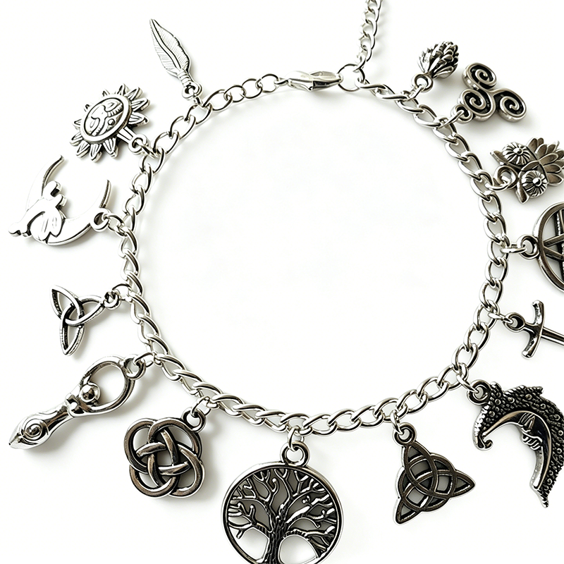 📿 LIMITED-TIME 30% OFF! ✨ Vintage Pagan Charm Bracelet – Spiritual Symbols, Antique Silver, Bohemian Style 🌙