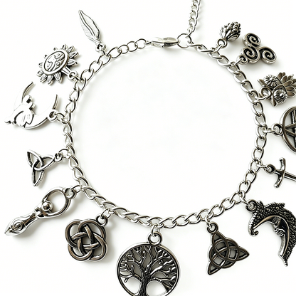 📿 LIMITED-TIME 30% OFF! ✨ Vintage Pagan Charm Bracelet – Spiritual Symbols, Antique Silver, Bohemian Style 🌙