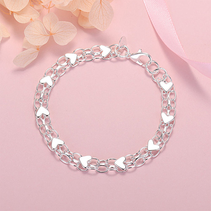 📢📢40% OFF !! ⏰Double Chain Heart Charm Bracelet
