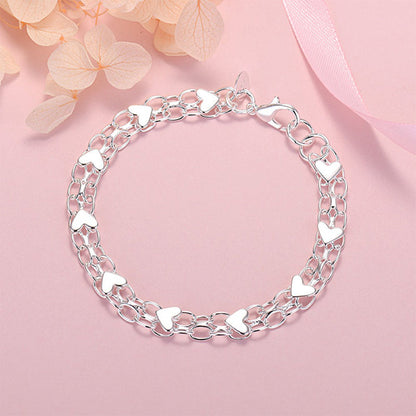 📢📢40% OFF !! ⏰Double Chain Heart Charm Bracelet