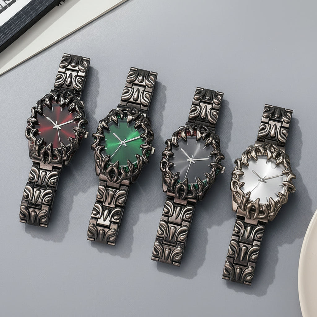 ⌚ Creative Claw-Shaped Quartz Watch – Red Dial, Sculptural Bracelet, Statement Style 🔥