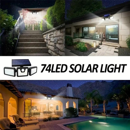 📢📢40% OFF !! ⏰Solar 3-Heads Wall Light With Sensor Lighting Function