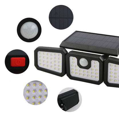 📢📢40% OFF !! ⏰Solar 3-Heads Wall Light With Sensor Lighting Function