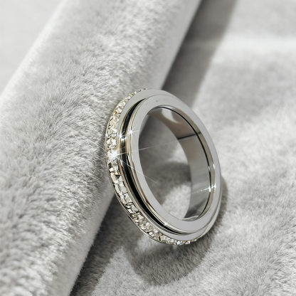 ✨💕Titanium Steel Rotatable Spinner Ring with Zirconia