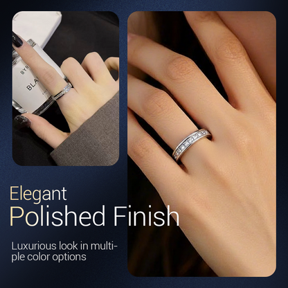 ✨💕Titanium Steel Rotatable Spinner Ring with Zirconia