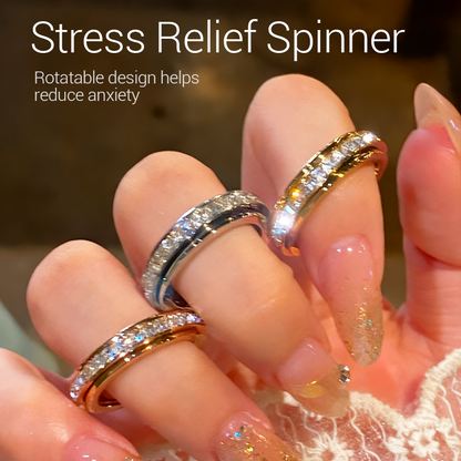 ✨💕Titanium Steel Rotatable Spinner Ring with Zirconia