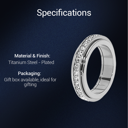 ✨💕Titanium Steel Rotatable Spinner Ring with Zirconia