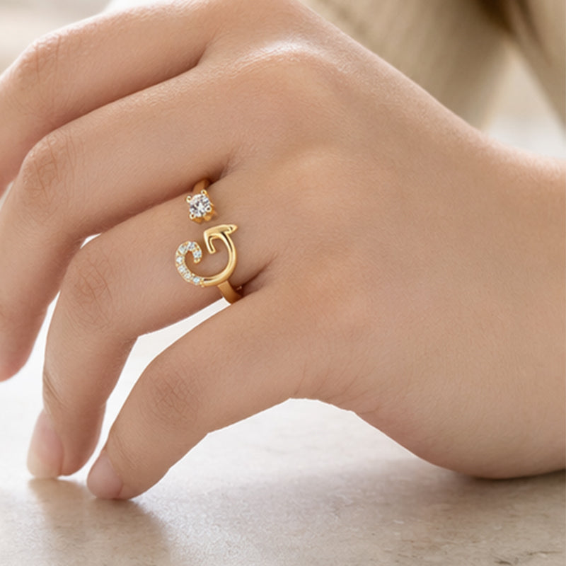 💍Adjustable Sparkle Initial Ring for Women💕