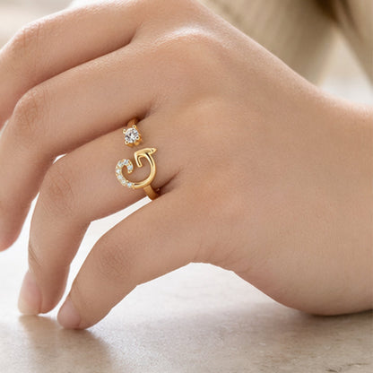 💍Adjustable Sparkle Initial Ring for Women💕