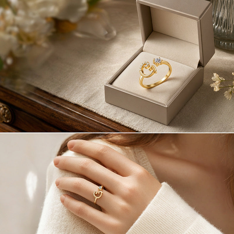 💍Adjustable Sparkle Initial Ring for Women💕