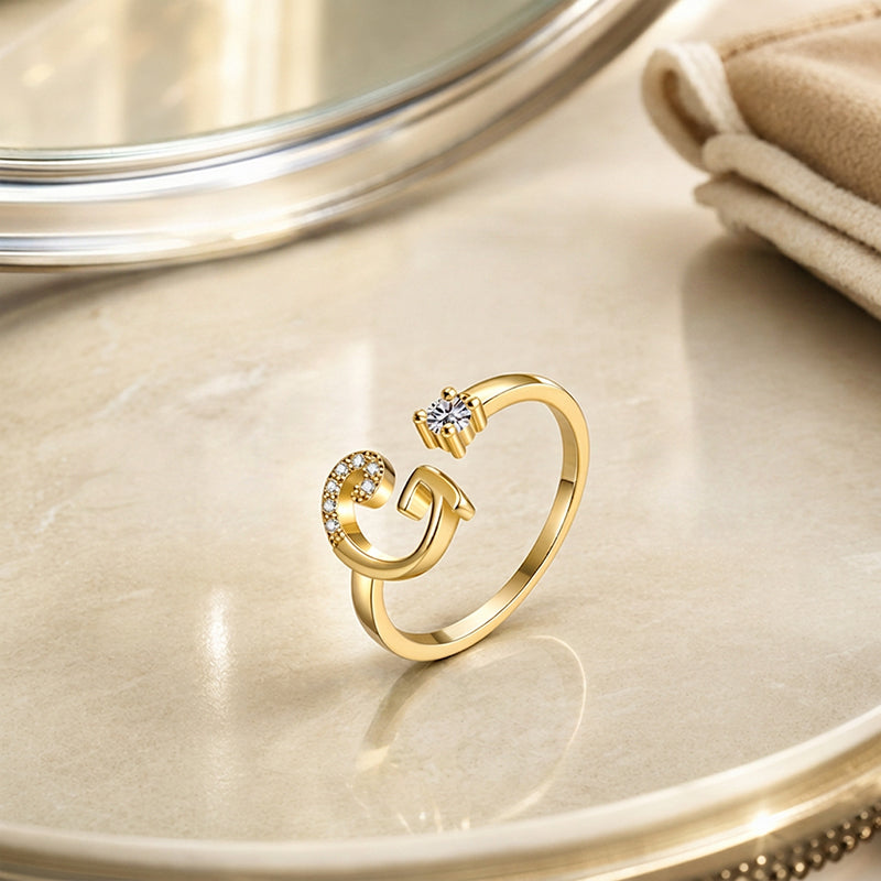 💍Adjustable Sparkle Initial Ring for Women💕