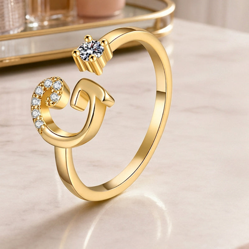 💍Adjustable Sparkle Initial Ring for Women💕