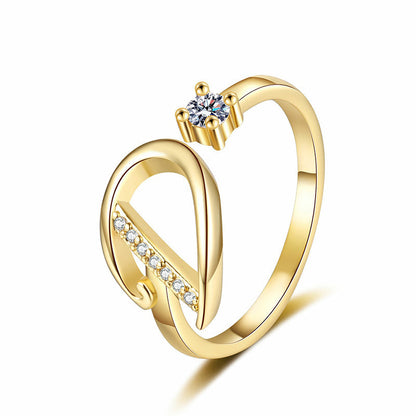 💍Adjustable Sparkle Initial Ring for Women💕