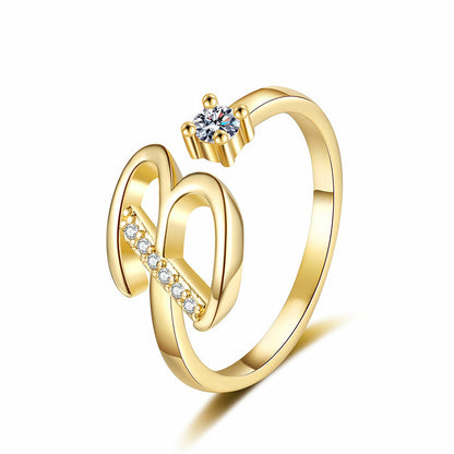 💍Adjustable Sparkle Initial Ring for Women💕