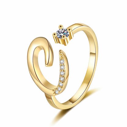 💍Adjustable Sparkle Initial Ring for Women💕