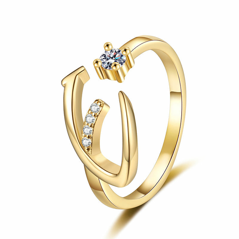 💍Adjustable Sparkle Initial Ring for Women💕