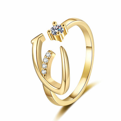 💍Adjustable Sparkle Initial Ring for Women💕