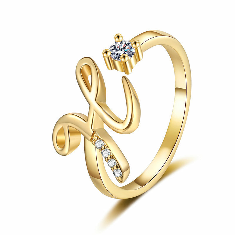 💍Adjustable Sparkle Initial Ring for Women💕