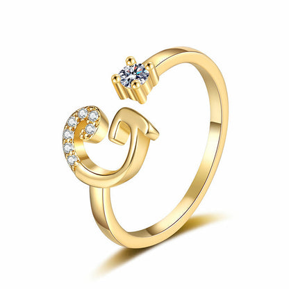 💍Adjustable Sparkle Initial Ring for Women💕