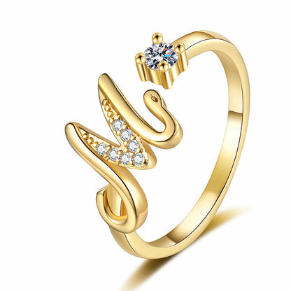 💍Adjustable Sparkle Initial Ring for Women💕