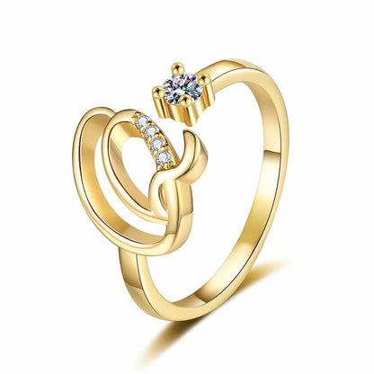 💍Adjustable Sparkle Initial Ring for Women💕