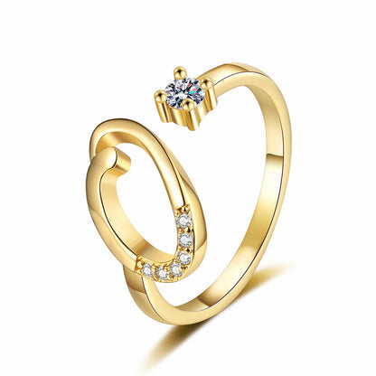 💍Adjustable Sparkle Initial Ring for Women💕