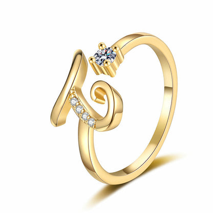 💍Adjustable Sparkle Initial Ring for Women💕